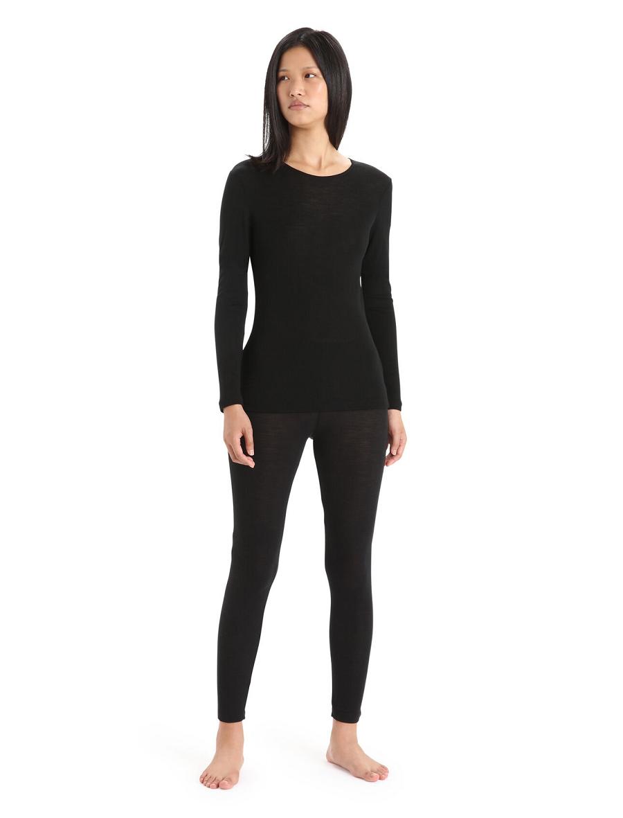 Base Layers Icebreaker Merino 175 Everyday Long Sleeve Crewe Thermal Top Femme Noir | FR 1911PJJQ